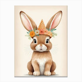 Floral Cute Baby Rabbit Bunny Nursery (26) Canvas Print