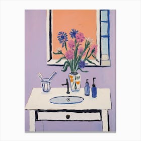 Bathroom Vanity Painting With A Lavender Bouquet 2 Canvas Print