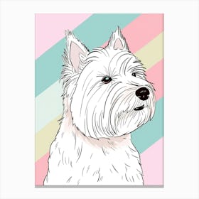 West Highland White Terrier Dog Pastel Line Illustration 1 Canvas Print