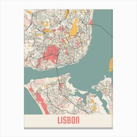 Lisbon Map Poster Canvas Print