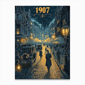 Aihrgdesign A Nostalgic Poster Of A Bustling 1907 City Street 9bb460d9 F8b0 4913 A42e F366e221c3f9 0 Canvas Print