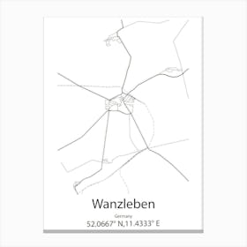 Wanzleben,Germany Minimalist Map Canvas Print