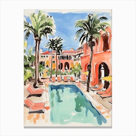 The Ritz Carlton Bacara, Santa Barbara   Santa Barbara, California   Resort Storybook Illustration 6 Canvas Print