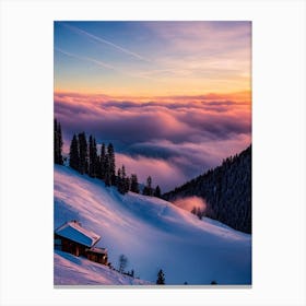 Kranjska Gora, Slovenia Sunrise Skiing Poster Canvas Print