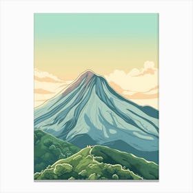 Mount Vesuvius Italy Color Line Drawing (4) Canvas Print
