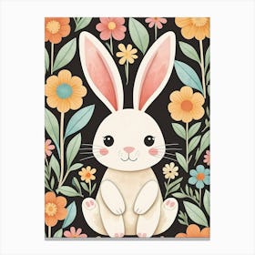 Floral Cute Baby Bunny Nursery (8) Canvas Print