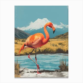 Greater Flamingo Andean Plateau Chile Tropical Illustration 7 Canvas Print
