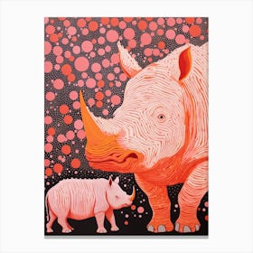 Two Abstract Pink & Orange Rhinos 1 Canvas Print