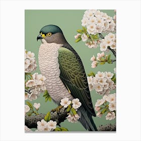 Ohara Koson Inspired Bird Painting Eurasian Sparrowhawk 1 Canvas Print