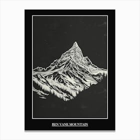 Ben Vane Mountain Line Drawing 1 Poster Canvas Print