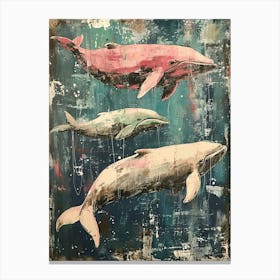 Whimsical Whales Brushstrokes 3 Canvas Print