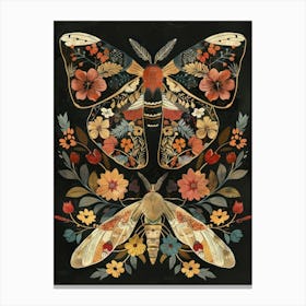 Butterfly Night Symphony William Morris Style 3 Canvas Print