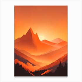 Misty Mountains Vertical Composition In Orange Tone 194 Canvas Print