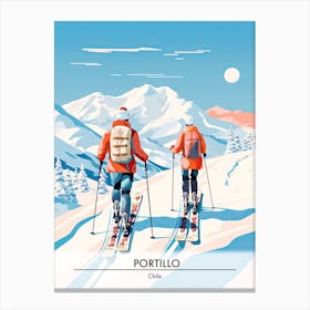Portillo   Chile, Ski Resort Poster Illustration 2 Canvas Print