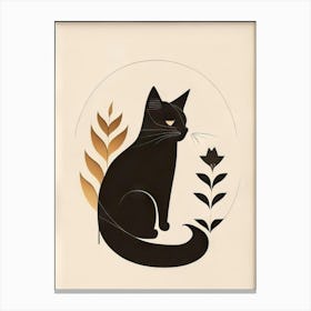 black cat mininalist portrait 2 Canvas Print