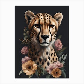 Cheetah with flowers Canvas Print