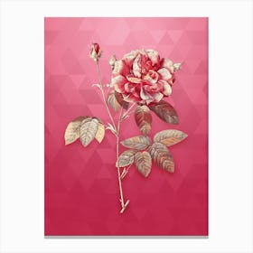 Vintage French Rose Botanical in Gold on Viva Magenta n.0700 Canvas Print