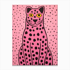 Pink Polka Dot Cougar 6 Canvas Print