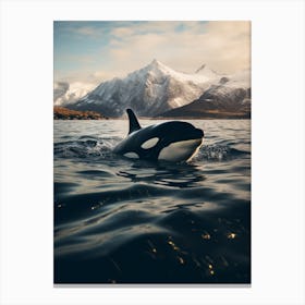 Icy Mountain Realistic Photography Orca Whale1 Canvas Print