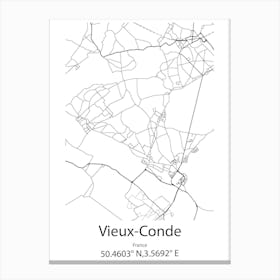 Vieux Conde,France Minimalist Map Leinwandbild