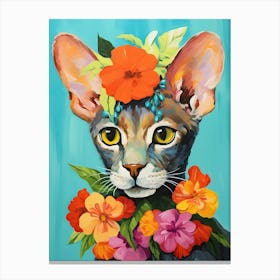 Cornish Rex Cat With A Flower Crown Painting Matisse Style 1 Canvas Print