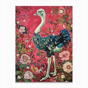 Floral Animal Painting Ostrich 2 Canvas Print