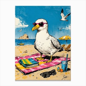 Seagull On The Beach 1 Canvas Print