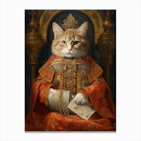 Royal Cat On Throne 2 Canvas Print