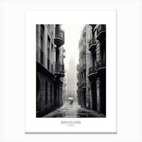 Poster Of Barcelona, Spain, Black And White Analogue Photography 2 Canvas Print