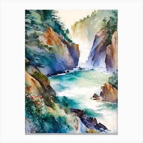 Mcway Falls, United States Water Colour  (2) Canvas Print