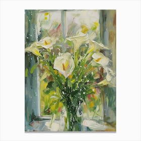 Calla Lily Flowers On A Cottage Window 1 Canvas Print