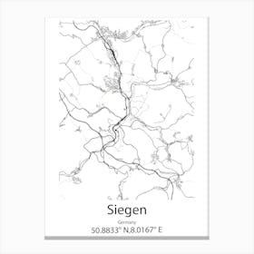 Siegen,Germany Minimalist Map Canvas Print