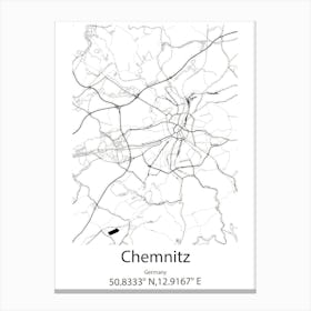 Chemnitz,Germany Minimalist Map Canvas Print