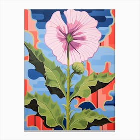 Hollyhock 3 Hilma Af Klint Inspired Pastel Flower Painting Canvas Print