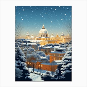 Winter Travel Night Illustration Rome Italy 2 Canvas Print