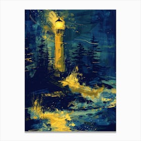 Lighthouse At Night 6 Canvas Print