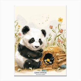 Giant Panda Playing With A Beehive Poster 4 Canvas Print