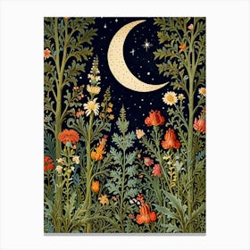 William Morris Moon And Flowers 9 Canvas Print