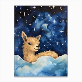 Baby Llama 3 Sleeping In The Clouds Canvas Print
