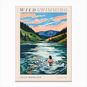 Wild Swimming At Loch Morlich Scotland 1 Poster Canvas Print