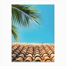 Tile Roof With Palm Tree Canvas Print