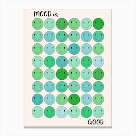 Happy Smiley Face Green Mood Canvas Print