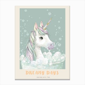 Pastel Unicorn Storybook In A Bubble Bath 2 Poster Canvas Print
