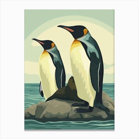 King Penguin Sea Lion Island Minimalist Illustration 3 Canvas Print