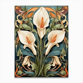 Default Stylized Colorful Design Of Arum Lilies In Art Nouveau 1 Canvas Print