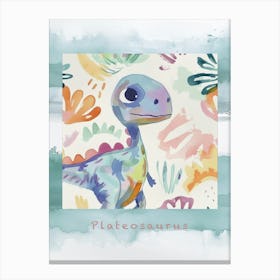 Plateosaurus Dinosaur Muted Pastels Pattern 2 Poster Canvas Print