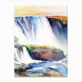 Dettifoss, Iceland Water Colour  (1) Canvas Print