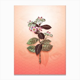 Tall Calotropis Flower Vintage Botanical in Peach Fuzz Seigaiha Wave Pattern n.0001 Canvas Print