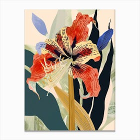 Colourful Flower Illustration Amaryllis 2 Canvas Print