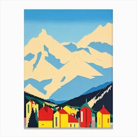 Les Deux Alpes, France Midcentury Vintage Skiing Poster Canvas Print